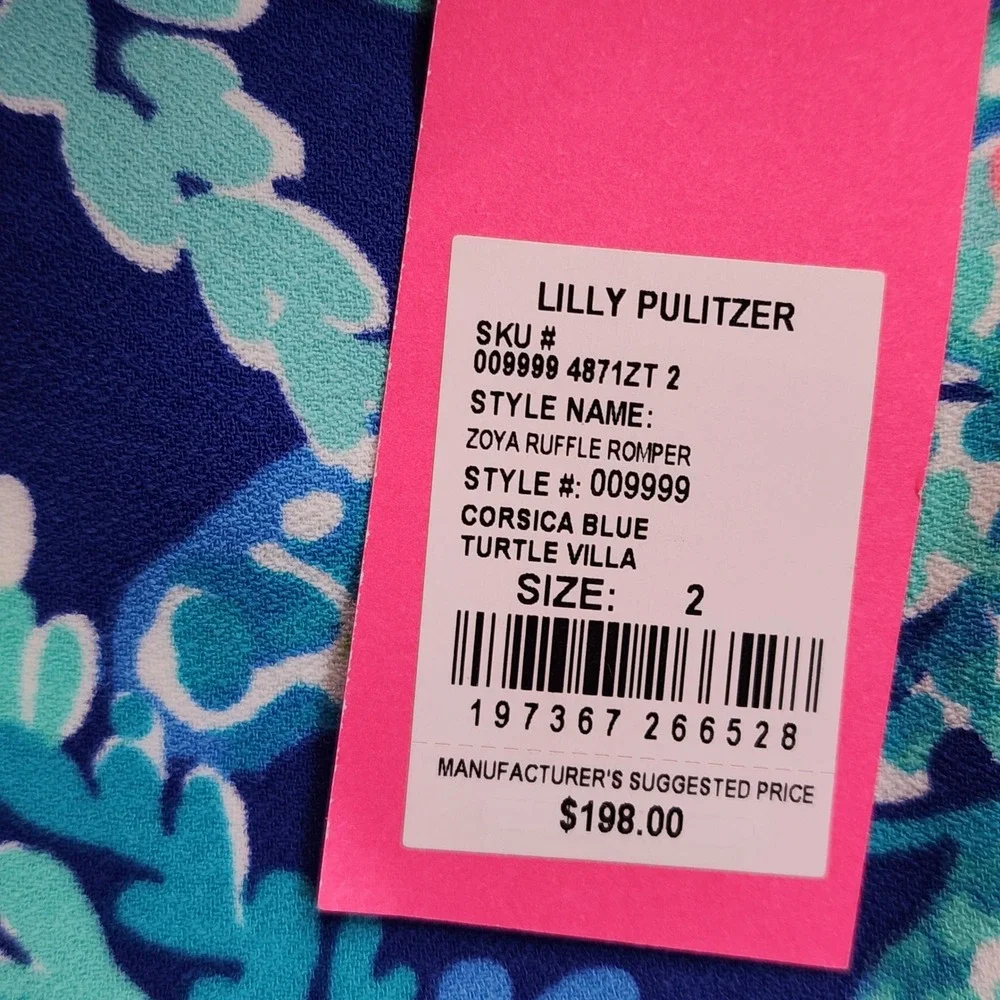 NWT Lilly Pulitzer Zoya Ruffle Romper Womens 2 Tropical Preppy Resortwear Skort